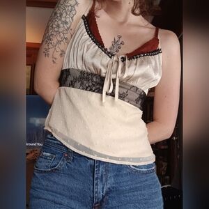 Satin Lace Trim Tank
